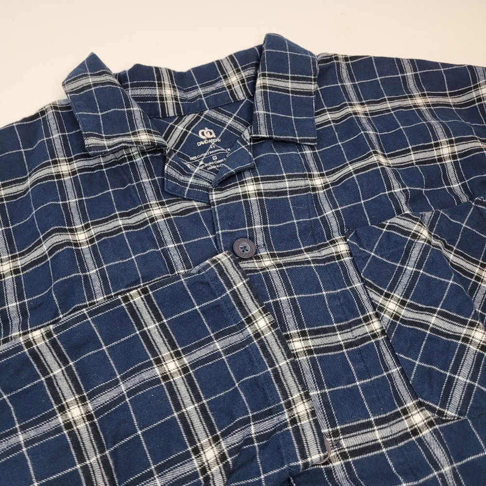 David Archy Blue Plaid Flannel Pajama Shirt, Size‎ Large